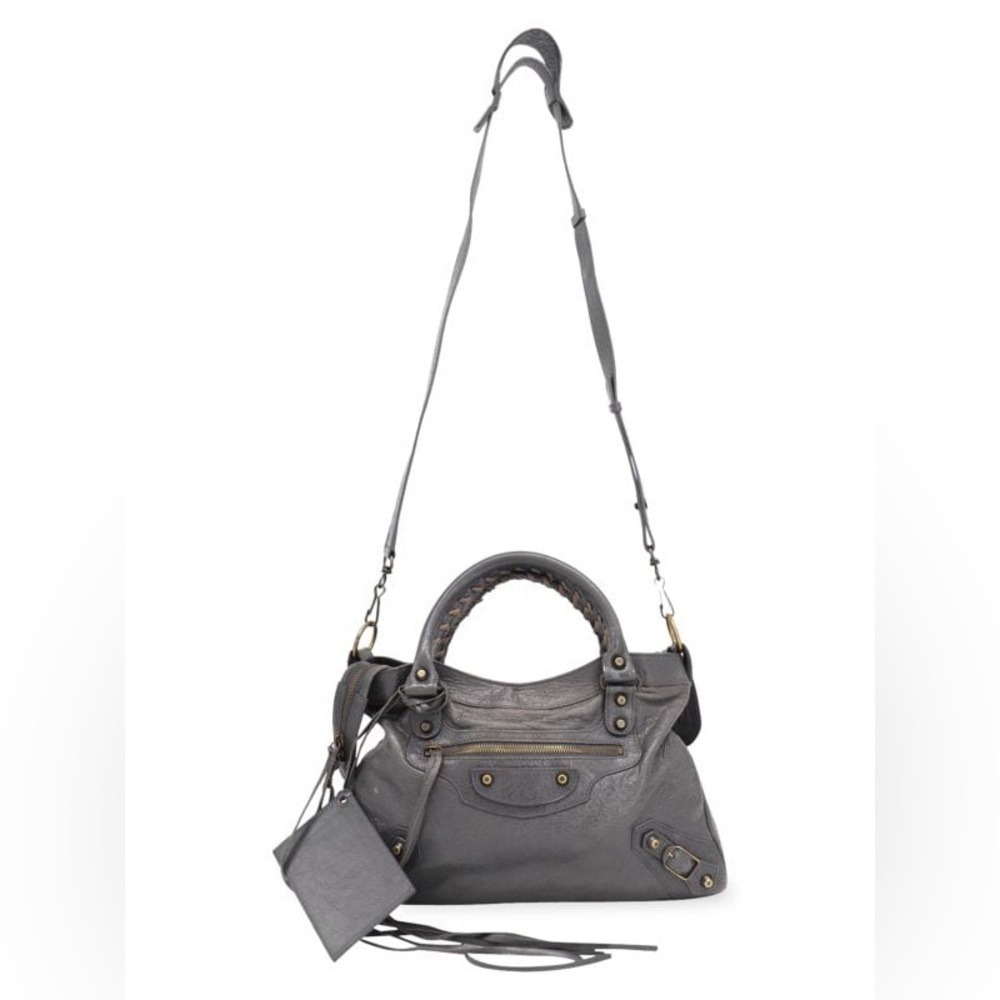 Balenciaga Classic Town Satchel Bag In Grey Leather